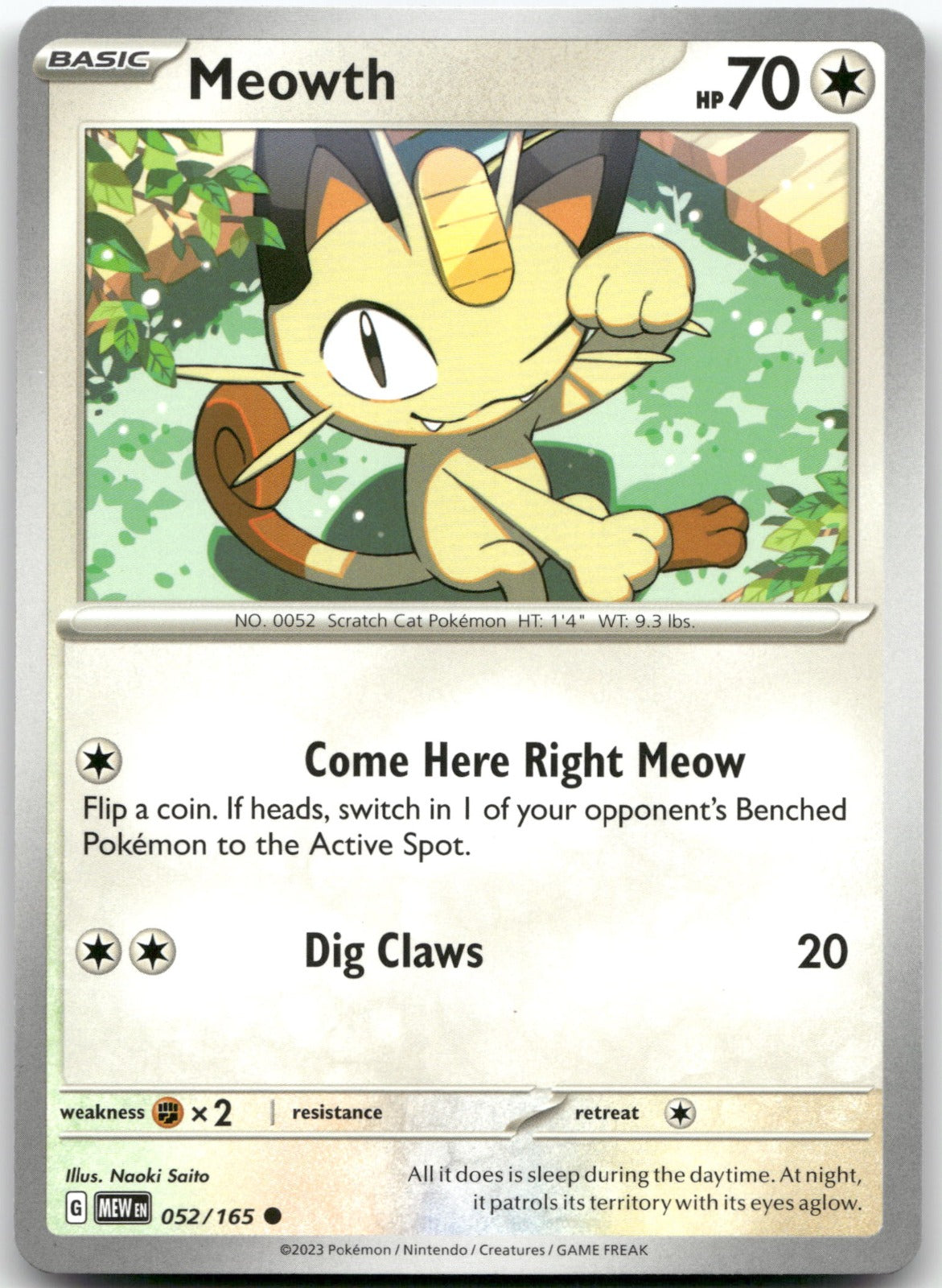 Meowth MEW 052/165 Common