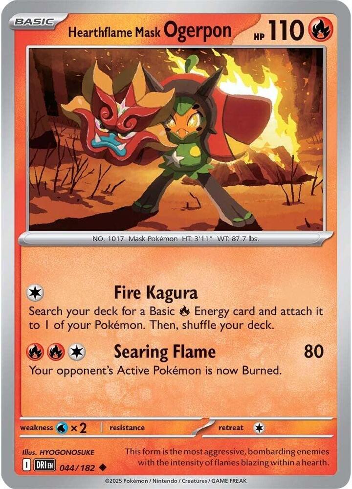 Hearthflame Mask Ogerpon DRI 044/182 Uncommon