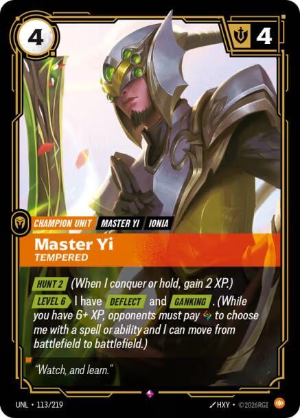 Master Yi - Tempered UNL 113/219 Rare