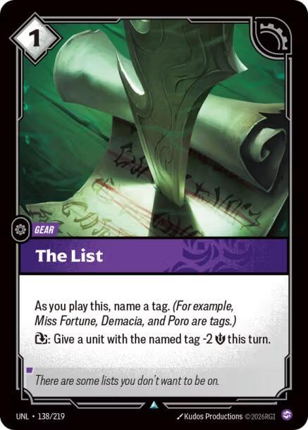 The List UNL 138/219 Uncommon