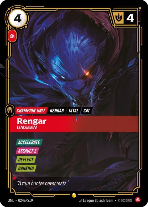 Rengar - Unseen (Alternate Art) UNL 024a/219 Showcase