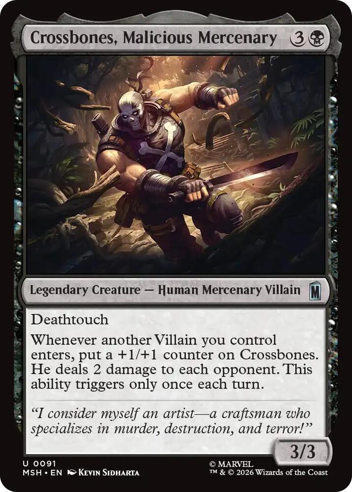 Crossbones Malicious Mercenary MSH 91 U