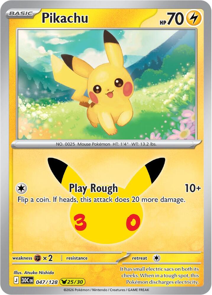 Pikachu 30C 047/128 Pikachu Rare Holo