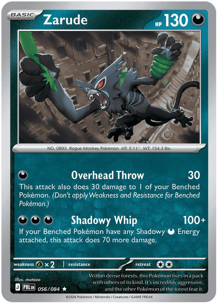 Zarude PBL 056/084 Rare Holo