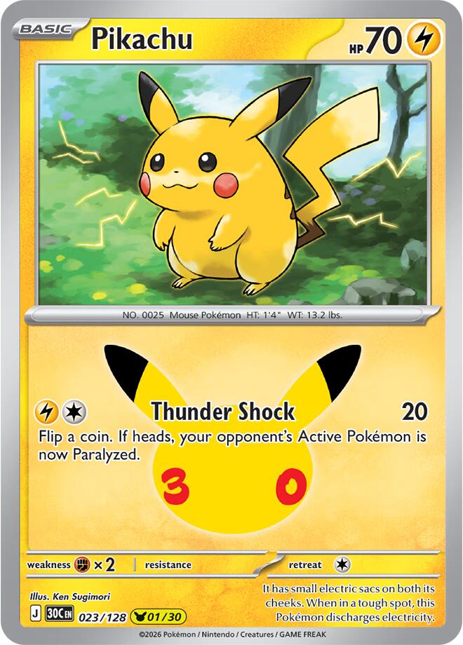 Pikachu 30C 023/128 Pikachu Rare Holo