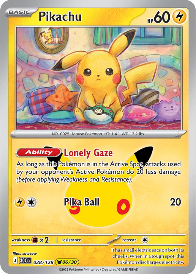 Pikachu 30C 028/128 Pikachu Rare Holo