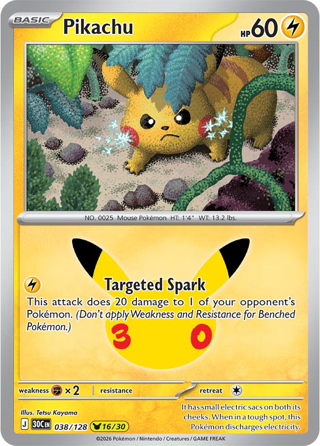 Pikachu 30C 038/128 Pikachu Rare Holo