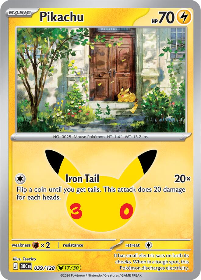 Pikachu 30C 039/128 Pikachu Rare Holo