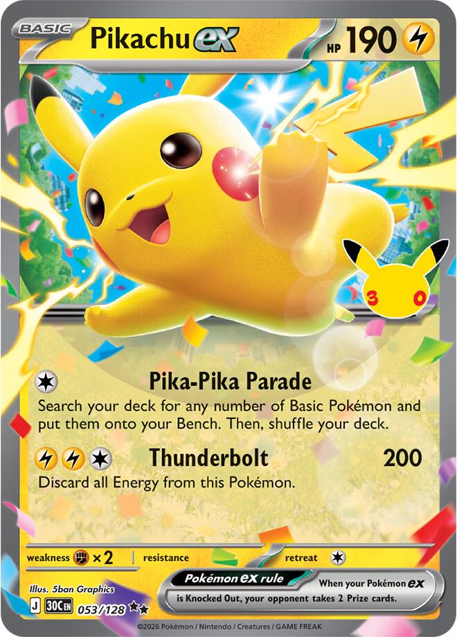 Pikachu ex 30C 053/128 Double Rare