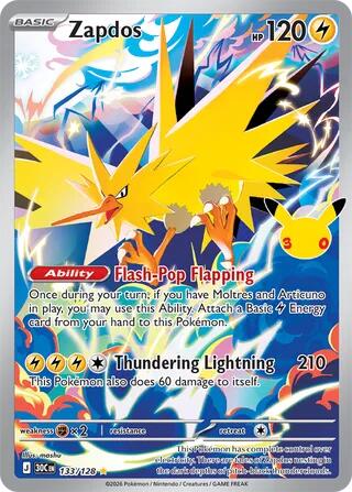 Zapdos 30C 133/128 Illustration Rare Holo