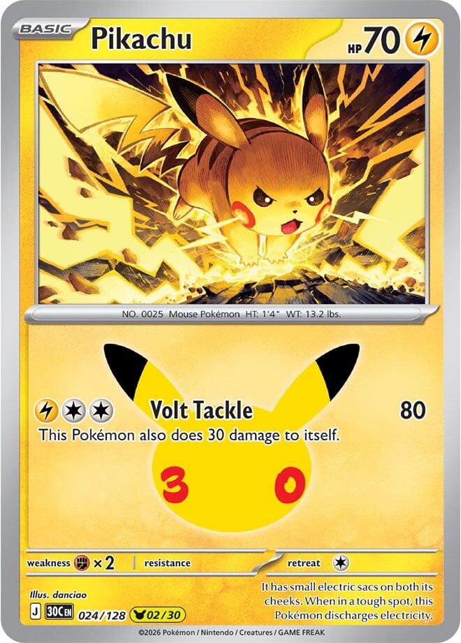 Pikachu 30C 024/128 Pikachu Rare Holo