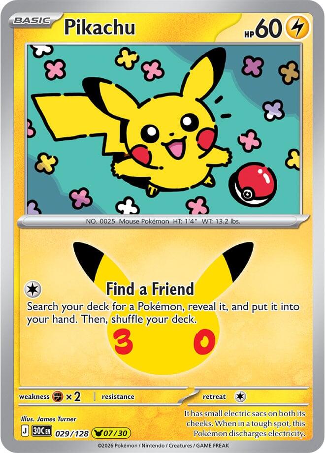 Pikachu 30C 029/128 Pikachu Rare Holo