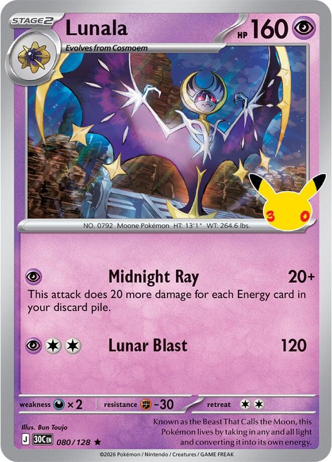Lunala 30C 080/128 Rare Holo