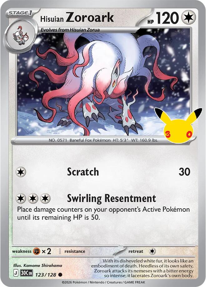 Hisuian Zoroark 30C 123/128 Common Holo