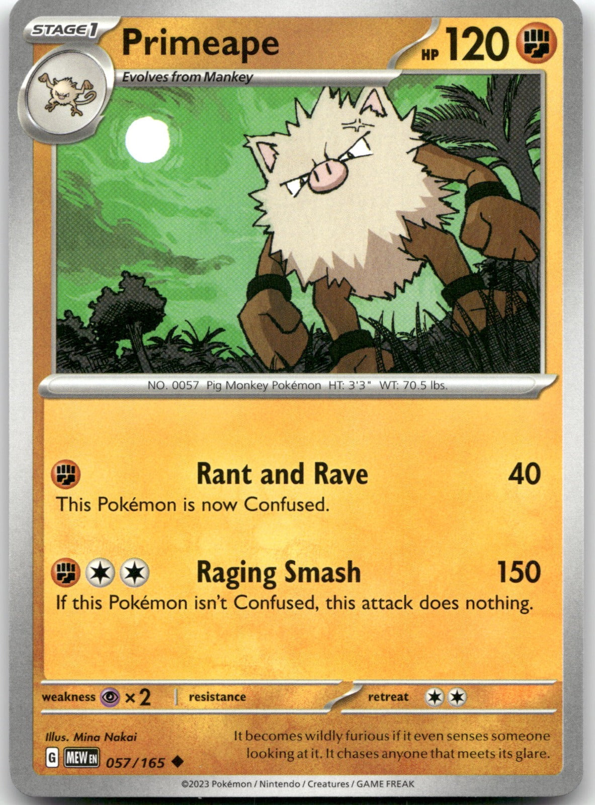 Primeape MEW 057/165 Uncommon