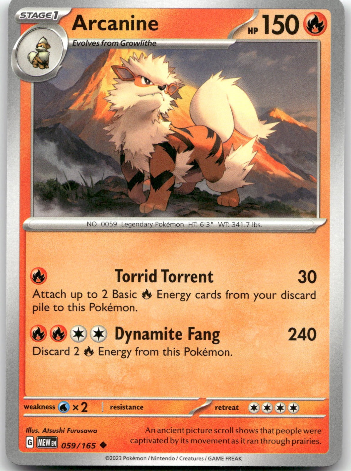 Arcanine MEW 059/165 Uncommon
