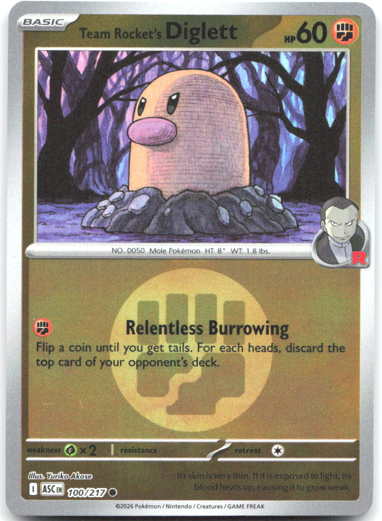Team Rocket's Diglett (Energy Symbol Pattern) ASC 100/217 Common Reverse Holo