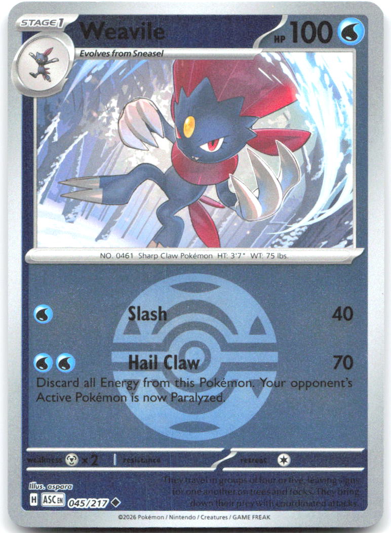 Weavile - (Dusk Ball) ASC 045/217 Uncommon Reverse Holo