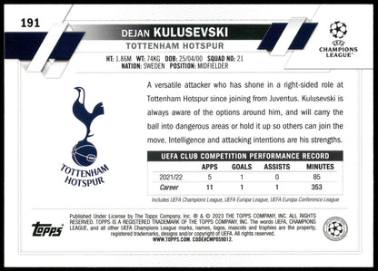 Dejan Kulusevski 2022-23 Topps UEFA Club Competitions 1st Edition 191