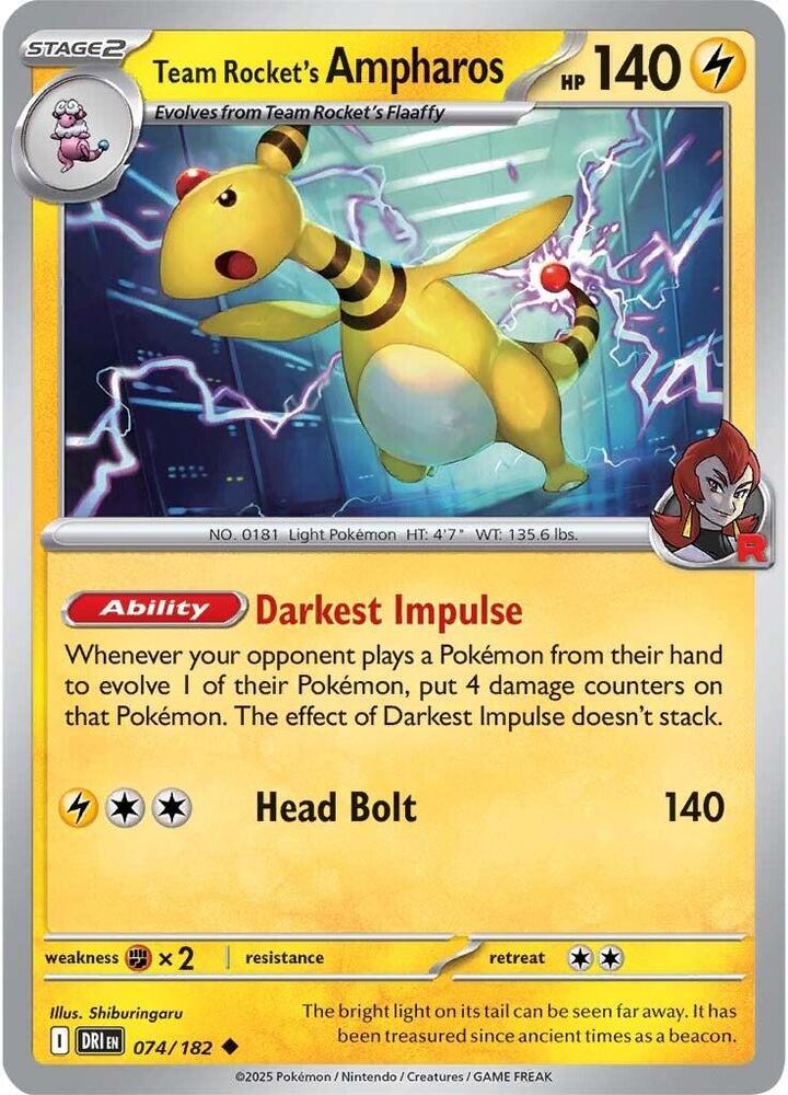 Team Rocket's Ampharos DRI 074/182 Uncommon