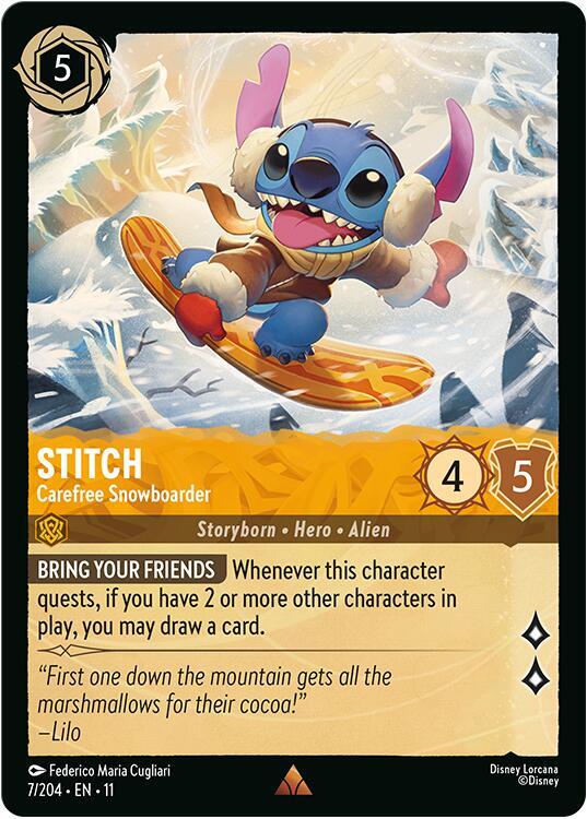 Stitch - Carefree Snowboarder 7/204 Rare