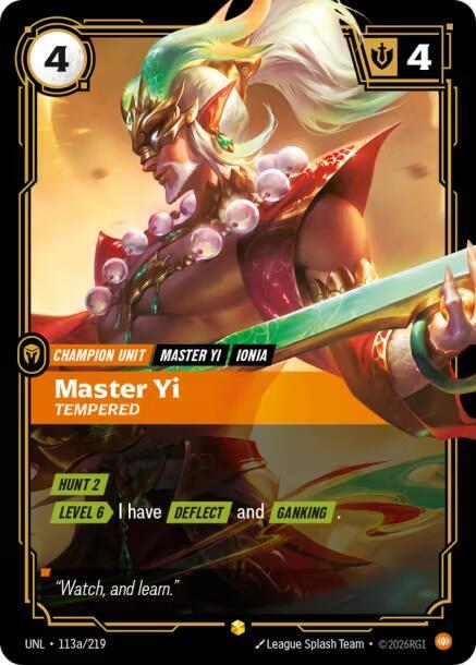 Master Yi - Tempered (Alternate Art) UNL 113a/219 Showcase
