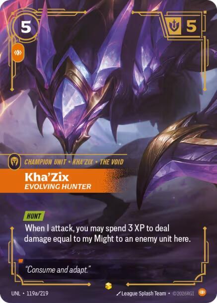 Kha'Zix - Evolving Hunter (Alternate Art) UNL 119a/219 Showcase