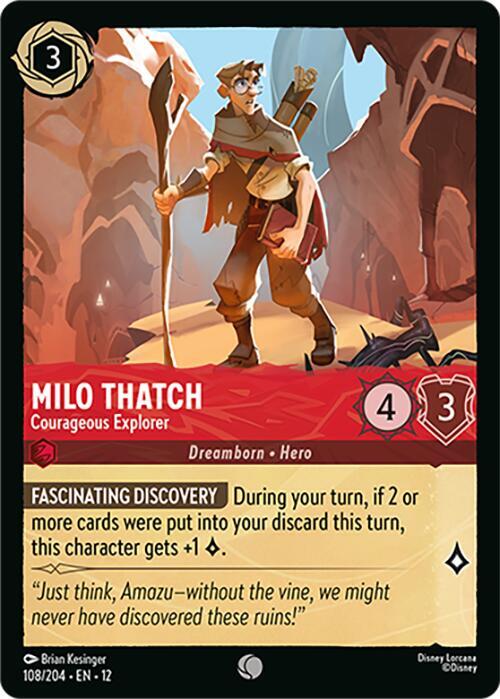Milo Thatch - Courageous Explorer 108/204 Common Wilds Unknown NM