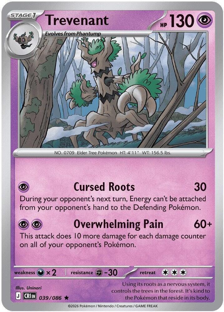 Trevenant CRI 039/086 Rare Holo