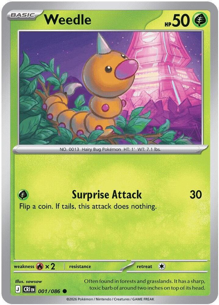 Weedle CRI 001/086 Common Reverse Holo