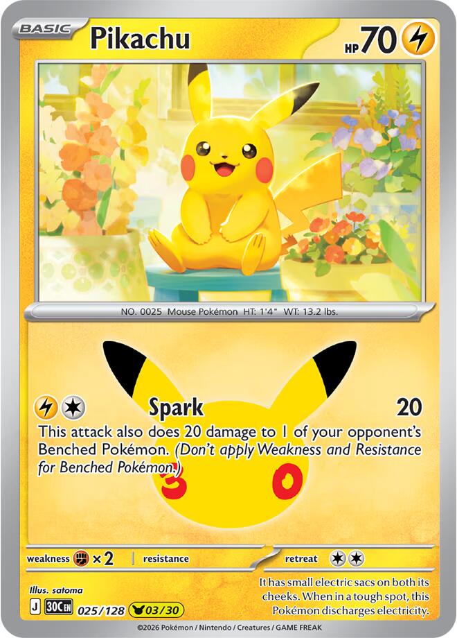 Pikachu 30C 025/128 Pikachu Rare Holo