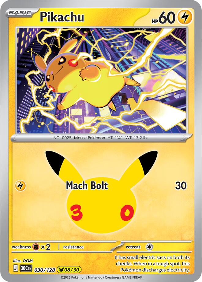 Pikachu 30C 030/128 Pikachu Rare Holo