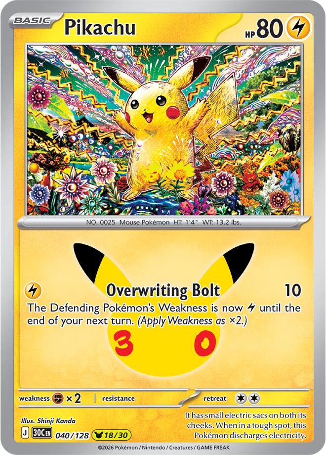 Pikachu 30C 040/128 Pikachu Rare Holo