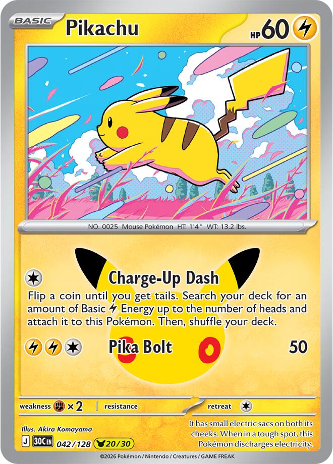 Pikachu 30C 042/128 Pikachu Rare Holo