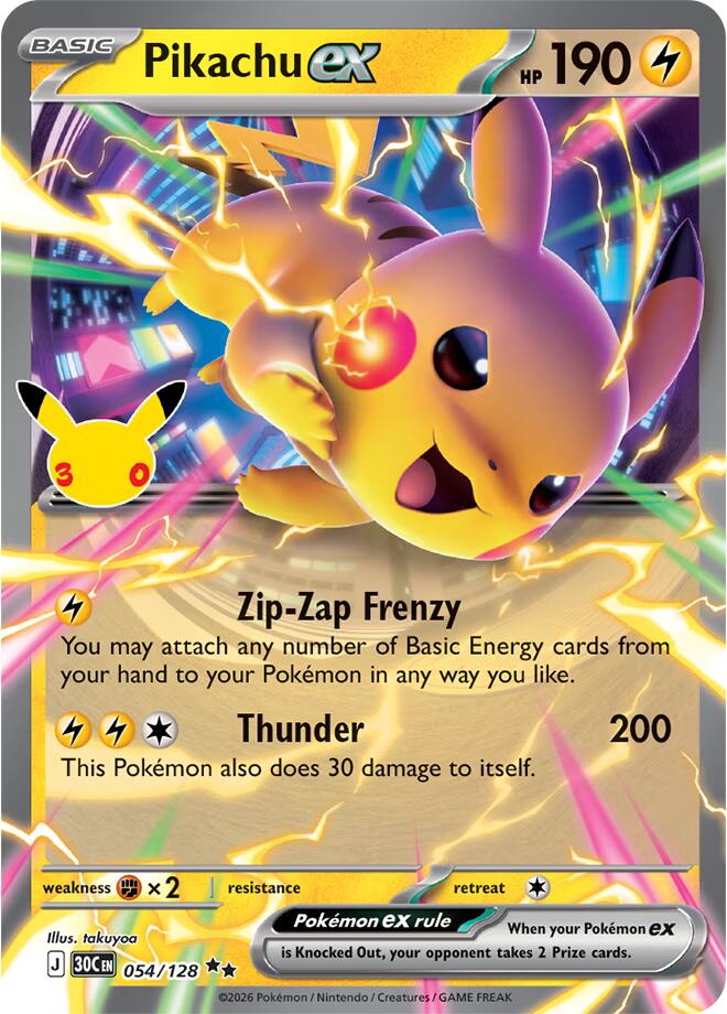 Pikachu ex 30C 054/128 Double Rare