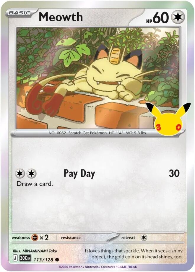 Meowth 30C 113/128 Common