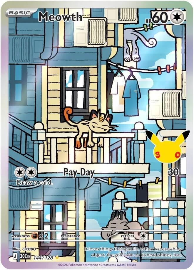 Meowth 30C 144/128 Illustration Rare