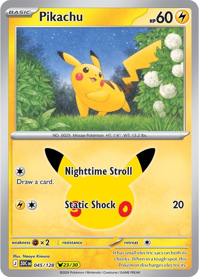 Pikachu 30C 045/128 Pikachu Rare Holo