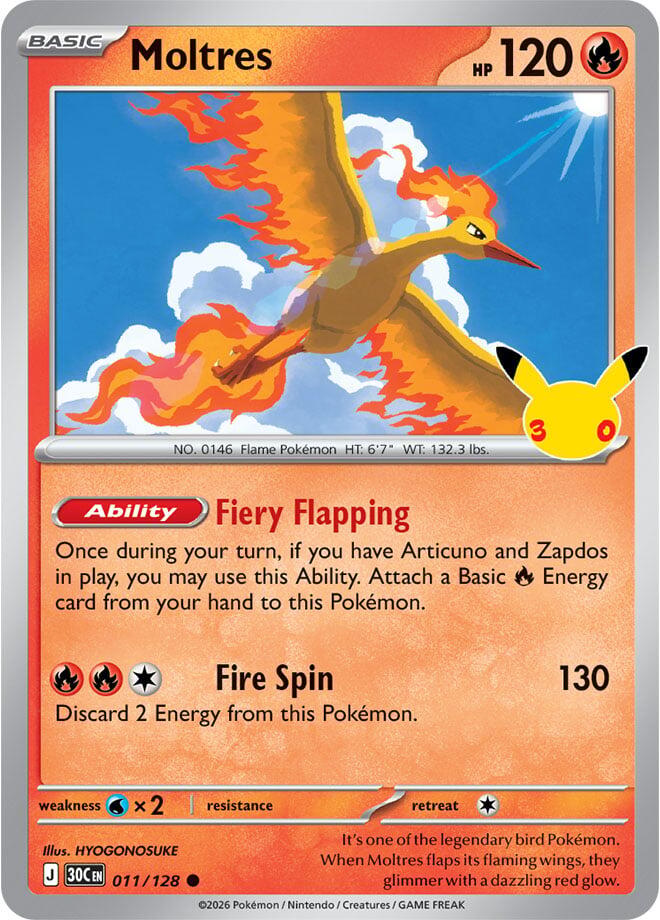Moltres 30C 011/128 Common Holo