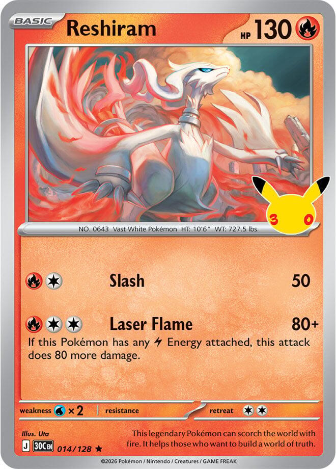 Reshiram 30C 014/128 Rare Holo