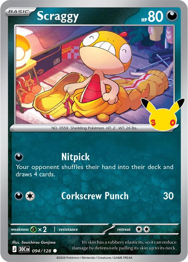 Scraggy 30C 094/128 Common Holo