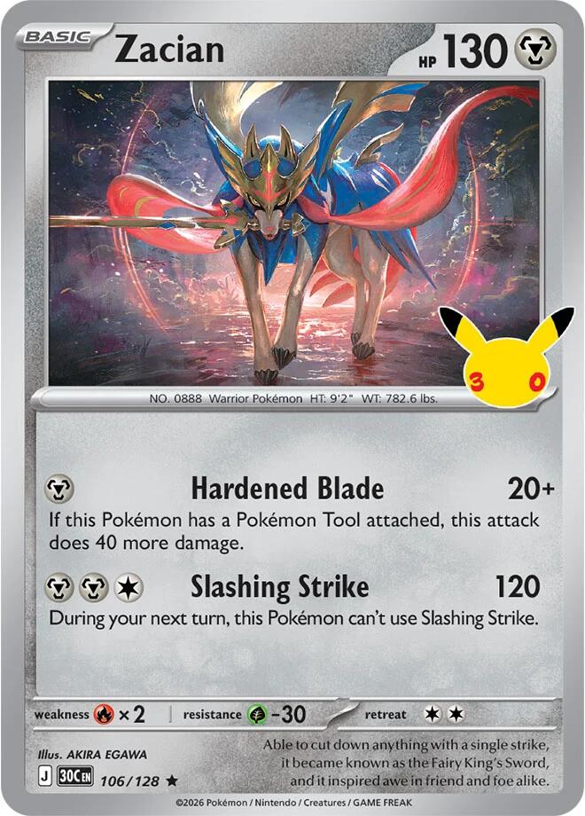 Zacian 30C 106/128 Rare Holo