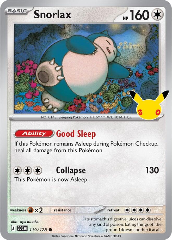 Snorlax 30C 119/128 Common Holo