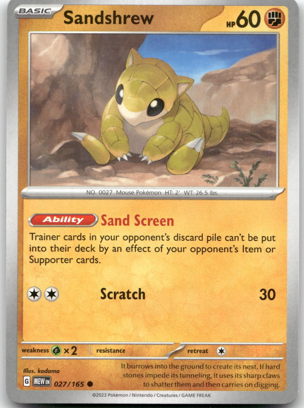 Sandshrew MEW 027/165 Common