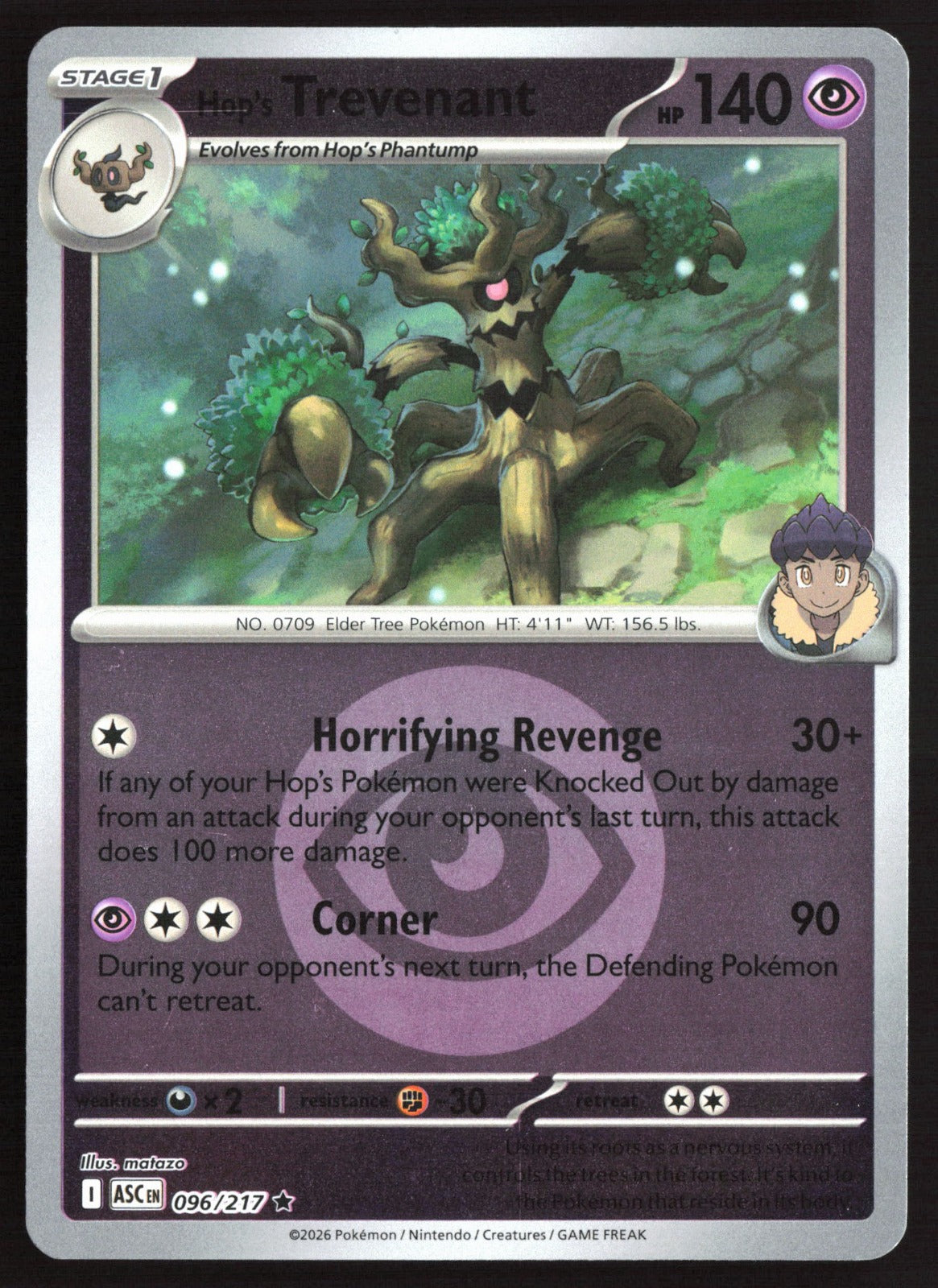 Hop's Trevenant - (Energy Symbol Pattern) ASC 096/217 Rare Reverse Holo