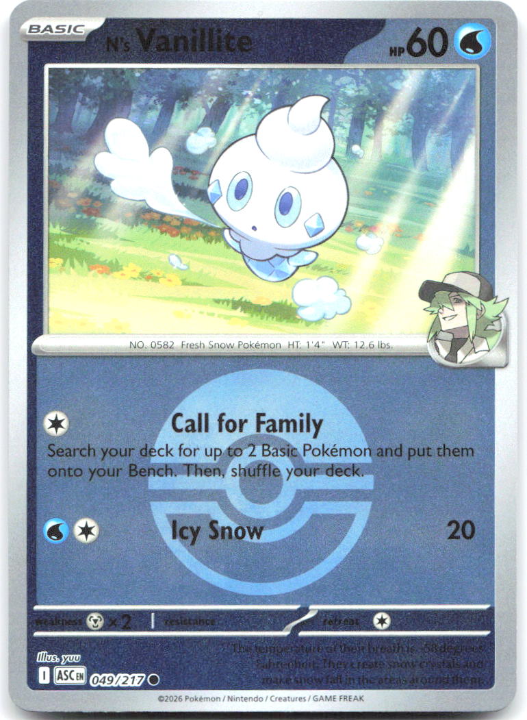 N's Vanillite (Poke Ball) ASC 049/217 Common Reverse Holo